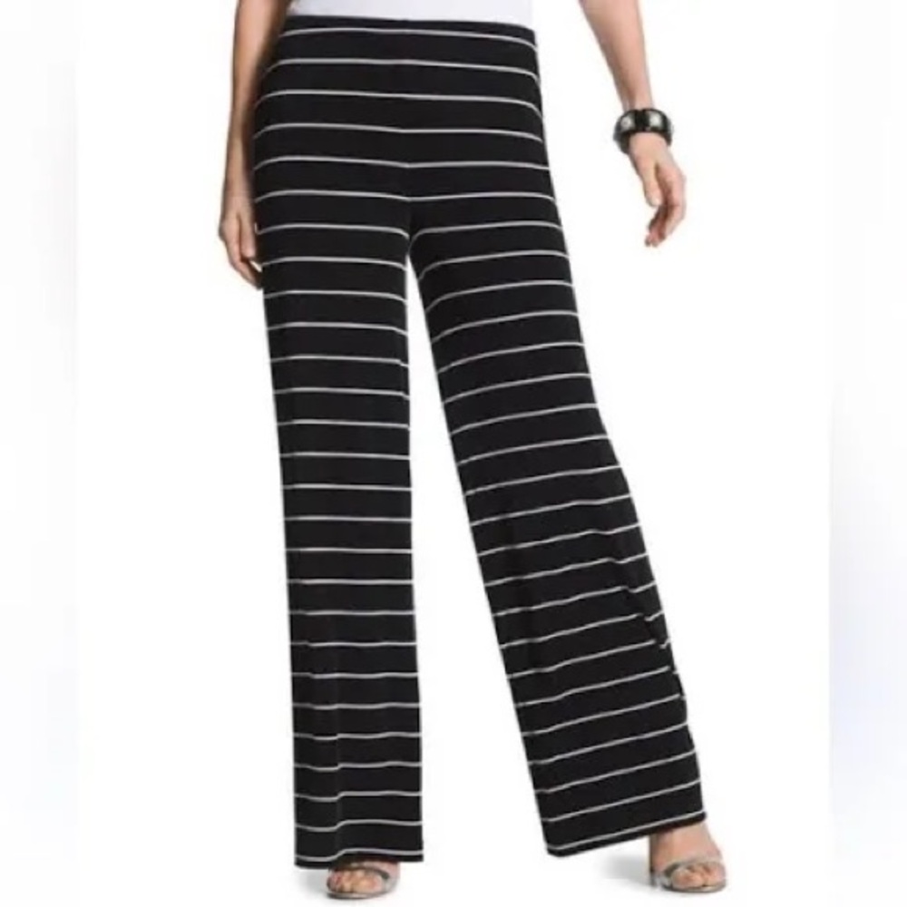 Chico’s travelers’s black and white striped pants